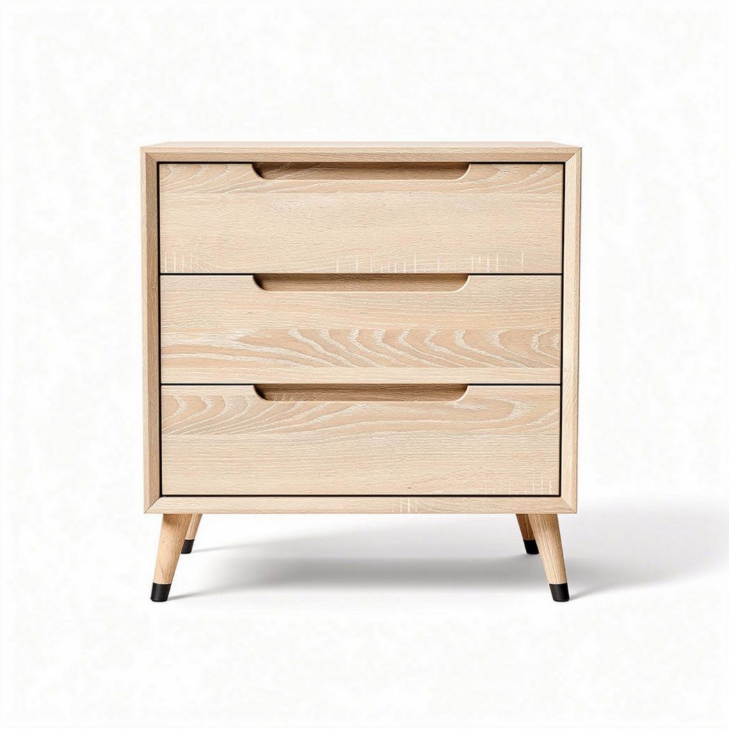 Comò in legno chiaro con tre cassetti dimensioni 40 x 30 x 60cm