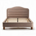 lettino matrimoniale in tessuto beige 200 x 160 x 30 cm con rete a doghe in legno