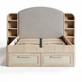 Letto matrimoniale con contenitore in legno e testiera imbottita 200 x 160 x 120cm