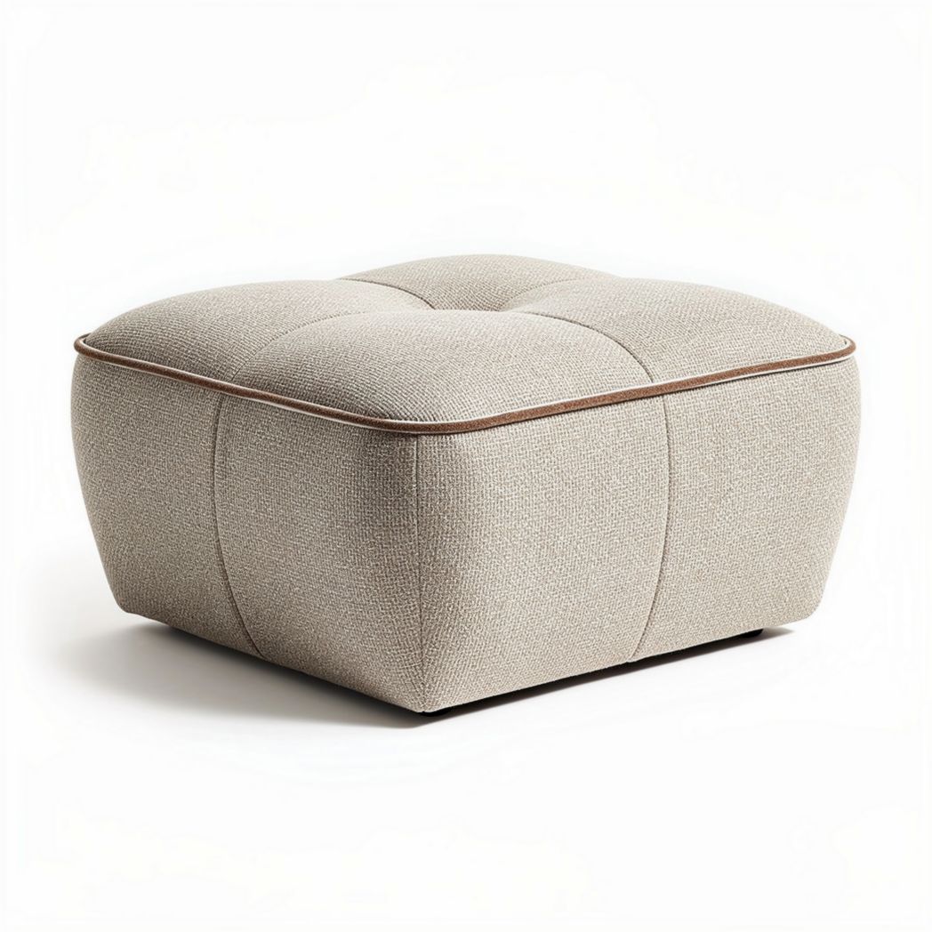 Puff in tessuto grigio con dimensioni 60 x 60 x 30cm per arredamento interno