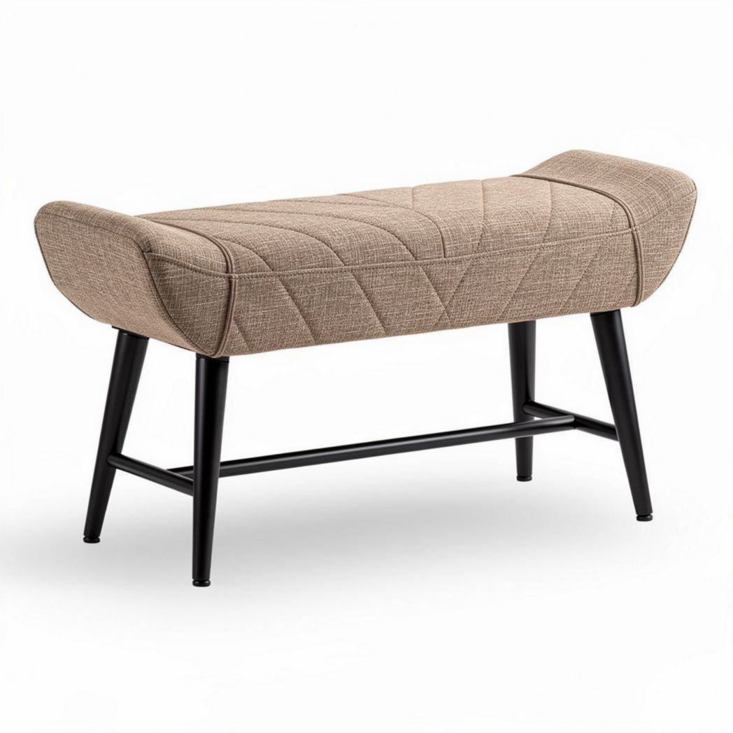 Piano d'appoggio imbottito in tessuto beige con struttura in metallo 100 x 40 x 45cm