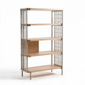 Scaffale in legno e metallo dimensioni 120 x 40 x 150cm colore noce scuro