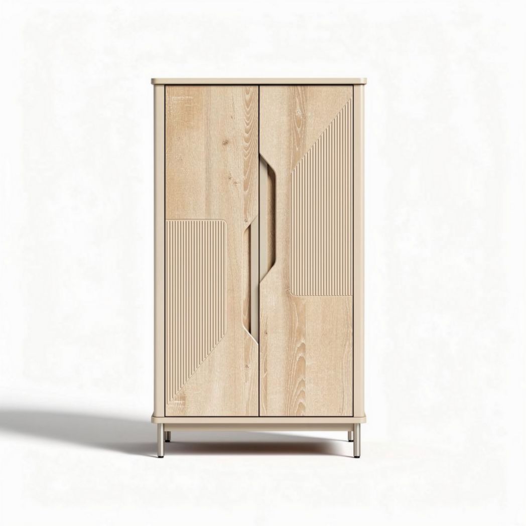 Armadio in legno naturale con design lineare altezza 120cm larghezza 60cm profondità 40cm