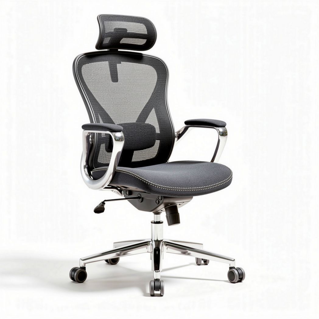 Sedia da ufficio ergonomica in rete nera con braccioli regolabili 60 x 60 x 110cm