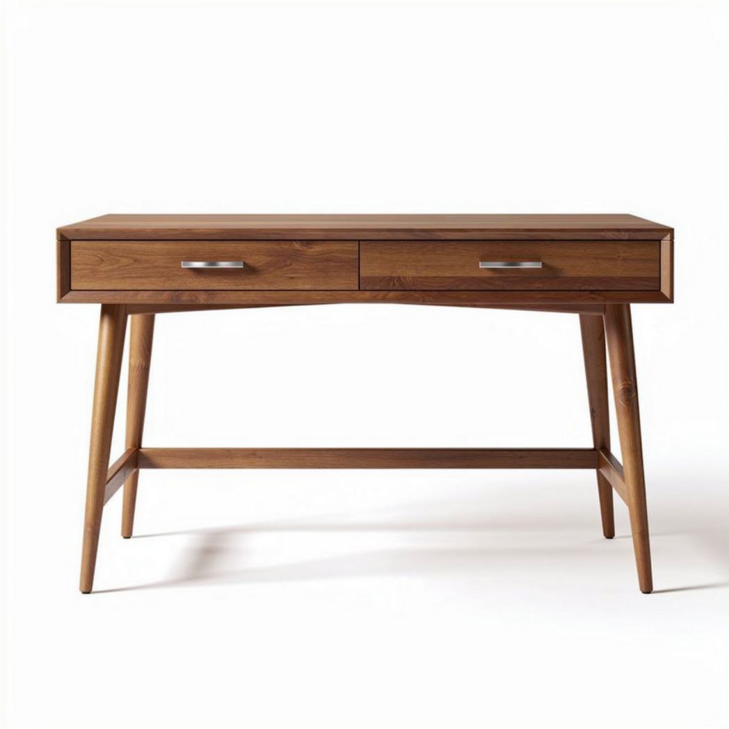 Scrivania in legno marrone con due cassetti dimensioni 120 x 60 x 75cm
