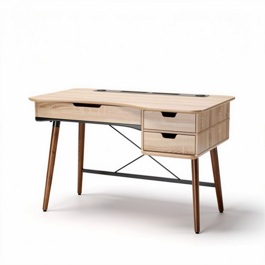 Scrivania in legno con cassetti design moderno 120 x 60 x 75cm color rovere