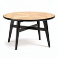 Tavolo rotondo in legno di quercia con gambe nere 80 x 80 x 45cm