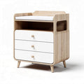 Comò in legno con fasciatoio e tre cassetti 50 x 40 x 70cm colore naturale e bianco