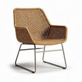 Poltrona in rattan intrecciato con struttura in metallo grigio 70 x 70 x 80cm