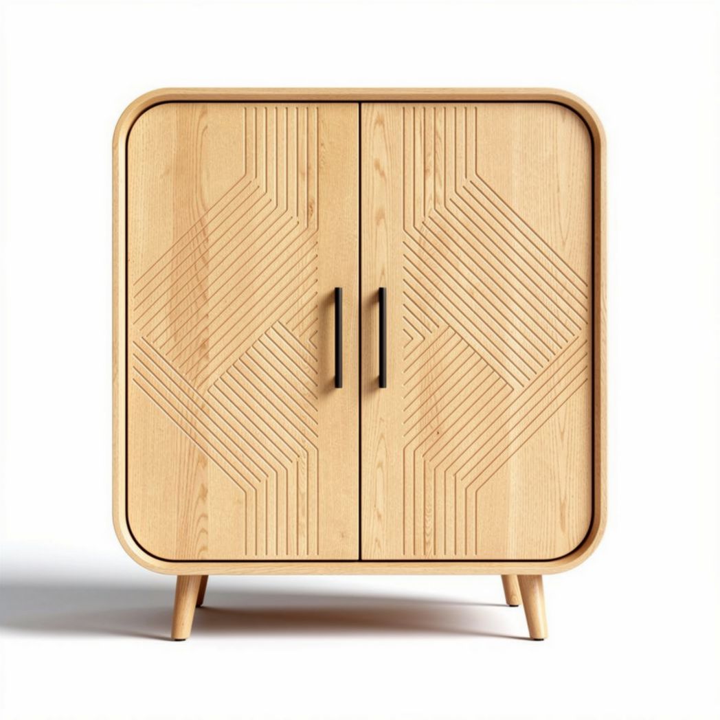 Mobiletto in legno con due ante 80 x 40 x 90cm finitura naturale