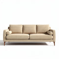 Divano 200 x 80 x 90cm in tessuto beige con braccioli e struttura in legno
